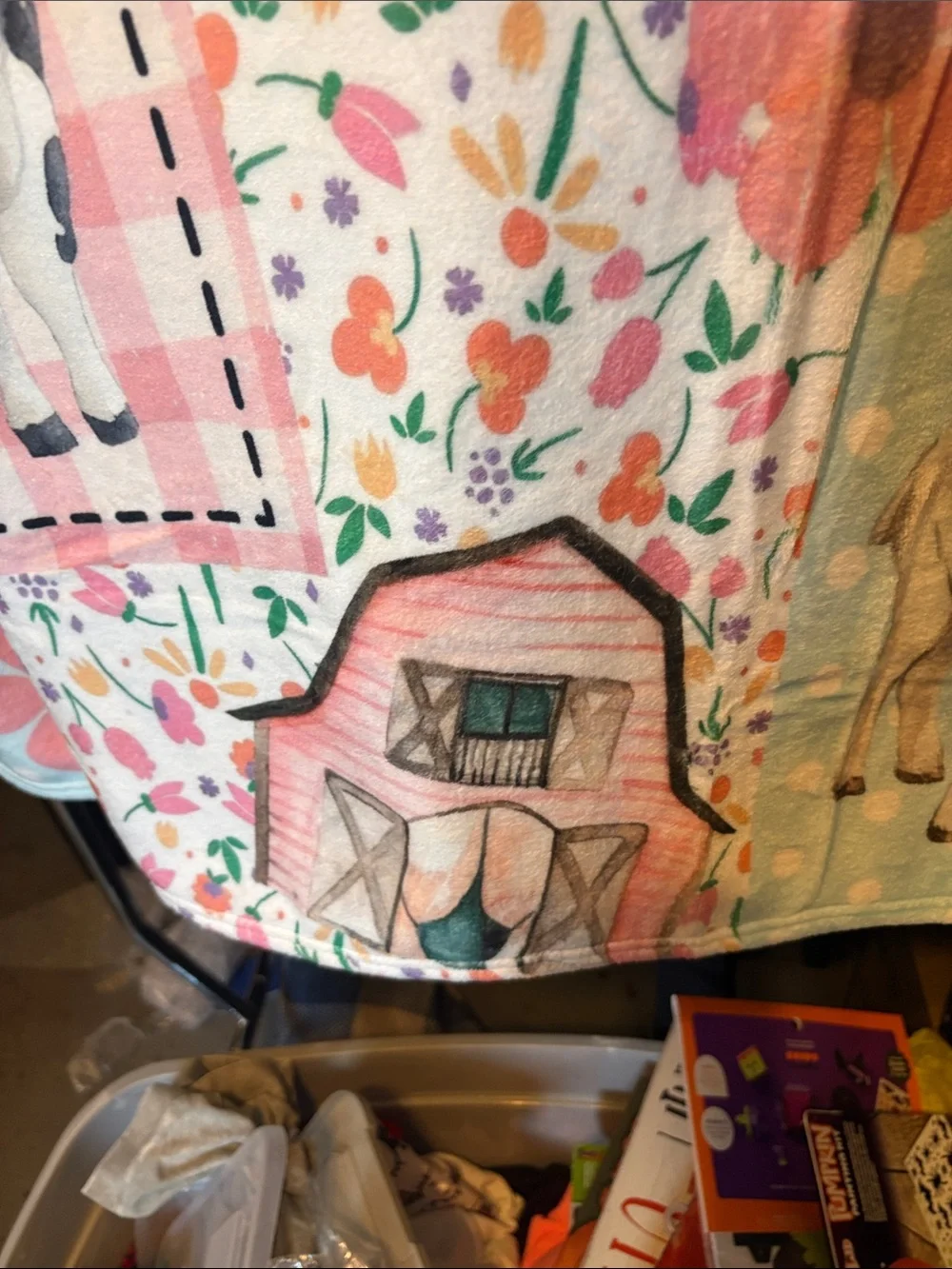Pastel Farm Animal Patchwork Throw Blanket by 50x60